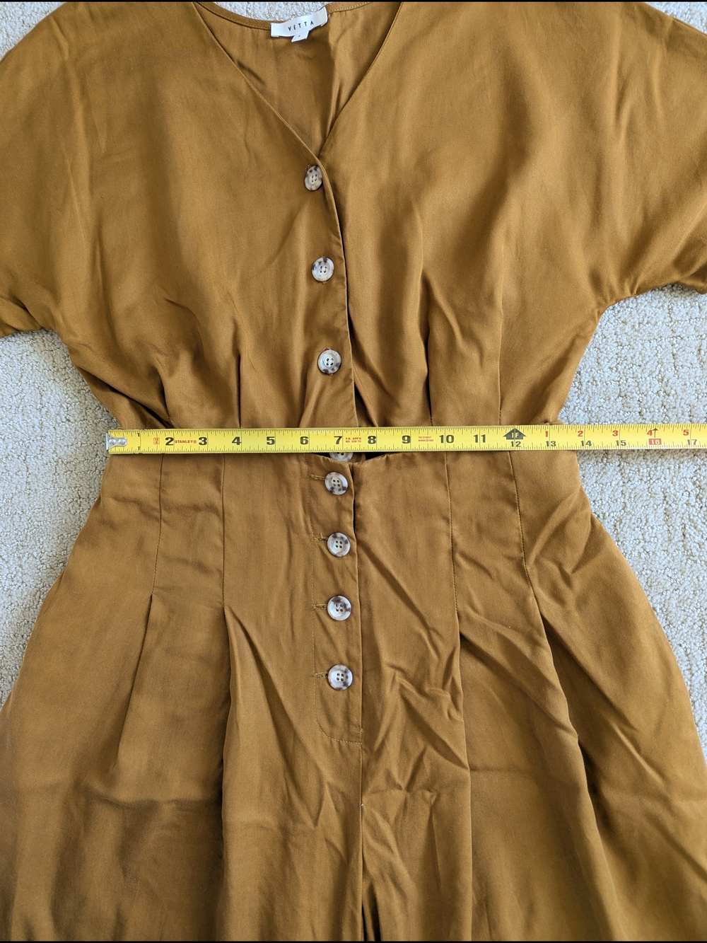 Button-Front Wide Leg Jumpsuit in Mustard - Picture 11 of 14